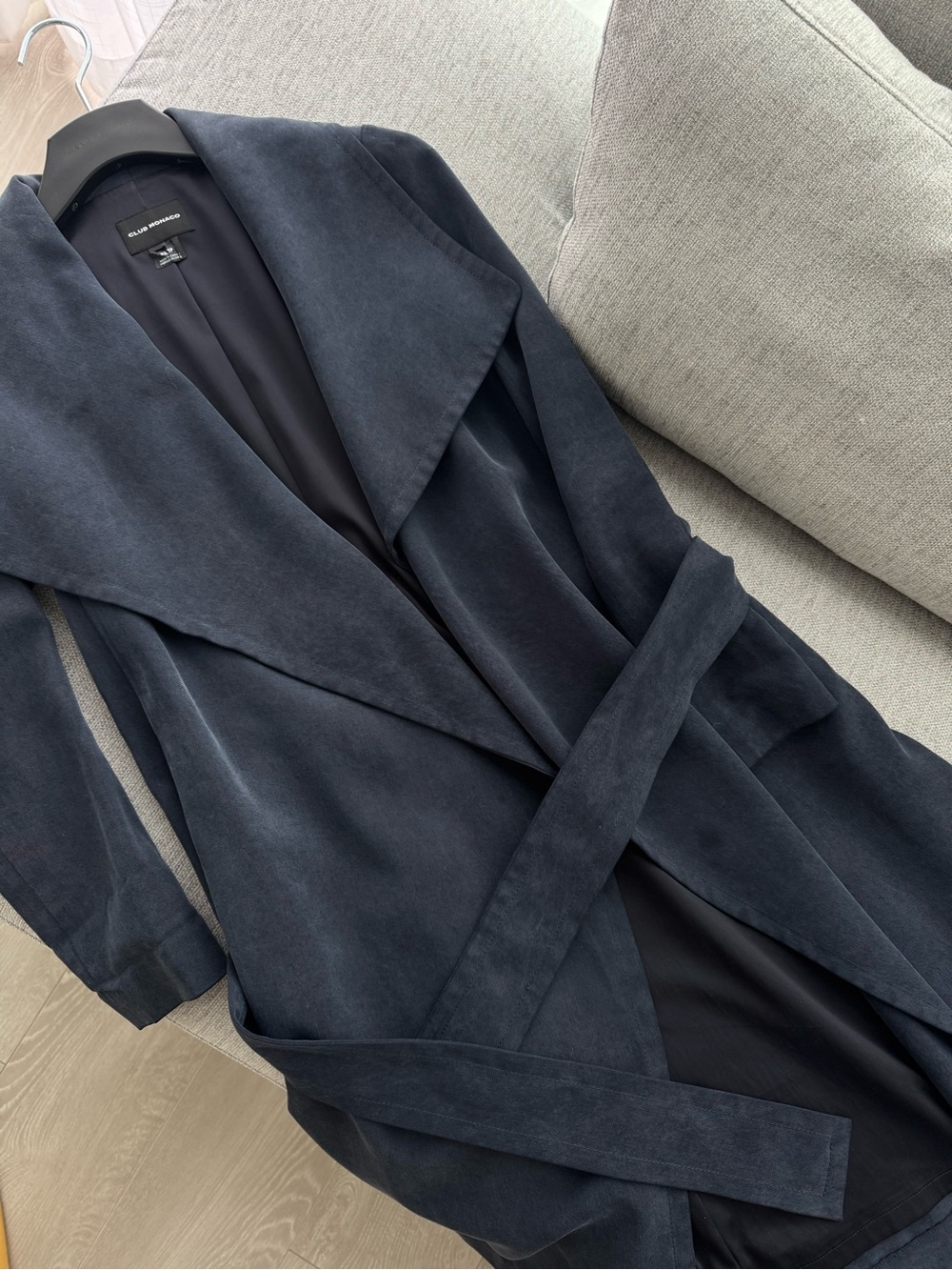 Club Monaco Dusty Blue Trench Coat
